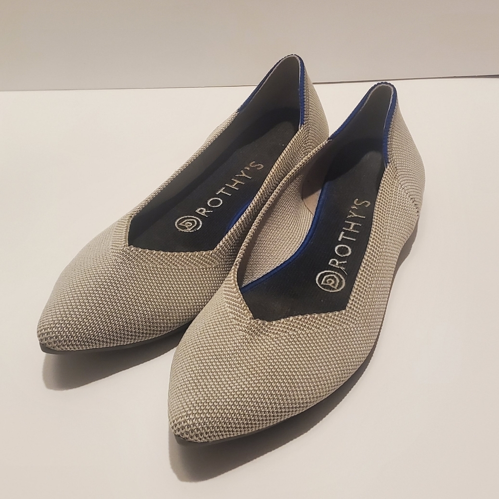 ROTHY'S - The Point Retired Color "Flax Birdseye" Gray Ballet Flat Slip Ons